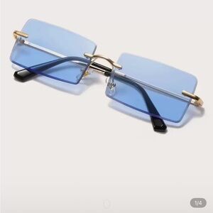 Stylish Blue Rimless Sunglasses